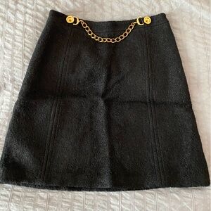 Milly of New York black textured wool blend chain link skirt